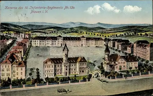 Ak Plauen im Vogtland, Kaserne des 10. Infanterie Regiments Nr. 134, Totalansicht