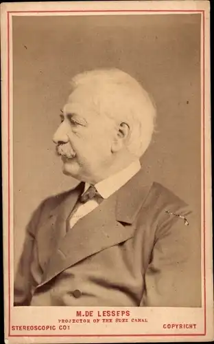 CdV M. de Lesseps, Projector of the Suez Canal, Portrait