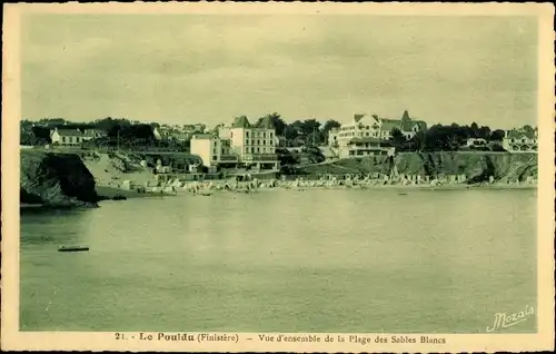 Ak Le Pouldu Clohars-Carnoët Finistère, Vue d'ensemble de la Plage des Sables Blancs