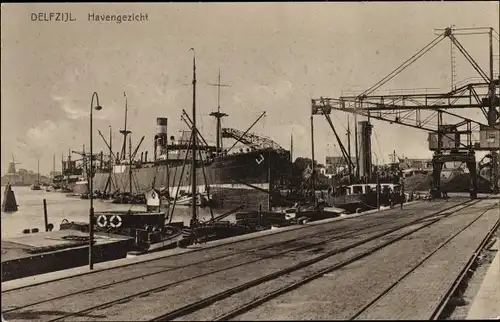 Ak Delfzijl Groningen, Blick auf den Hafen