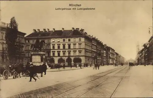 Ak München, Ludwigstraße, Ludwigsdenkmal