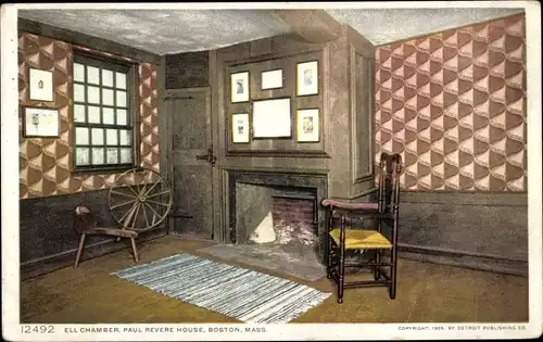 Ak Boston Massachusetts USA, Ell Chamber, Paul Revere House