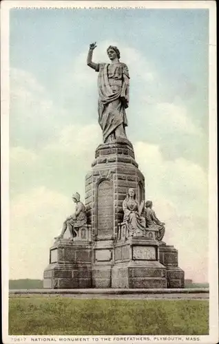 Ak Plymouth Massachusetts USA, Nationaldenkmal der Vorfahren