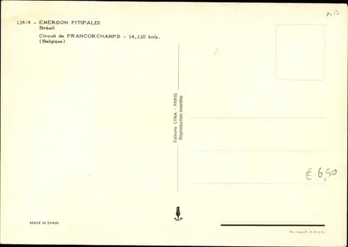 Ak Brasilianischer Rennfahrer Emerson Fitipaldi, Circuit de Francorchamps