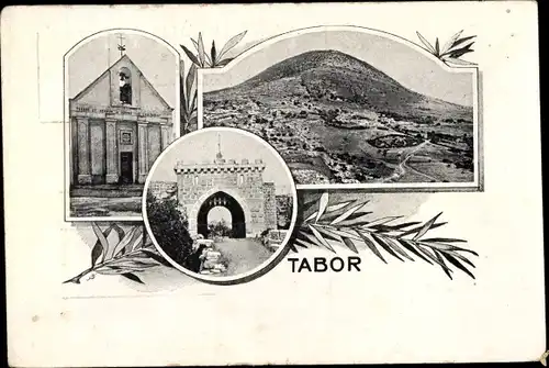 Ak Berg Tabor Israel, Panorama, Kirche, Tor