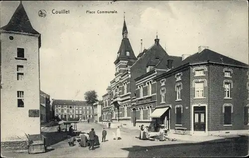 Ak Couillet Charleroi Hennegau, Place Communale