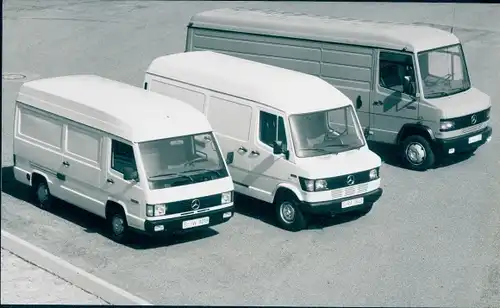 Foto Daimler Benz, Mercedes Benz Transporter, drei Modellreihen, T 1, MB 100 D, T 2, Werkfoto
