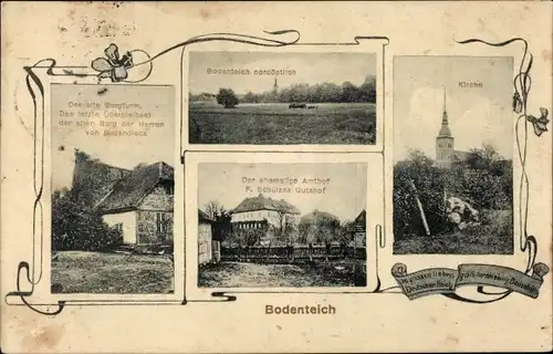 Ak Bad Bodenteich in der Lüneburger Heide, Kirche, Amtshof, Gutshof, Burgturm