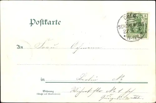 Litho Berlin Treptow, Moerner's Blumengarten, Boot, Brücke, Pavillon