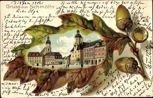 Eichenblatt Litho Schmölln in Thüringen, Markt, Rathaus