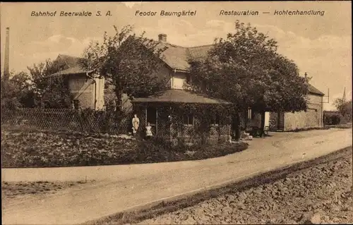 Ak Beerwalde Löbichau in Thüringen, Restauration und Geschäft