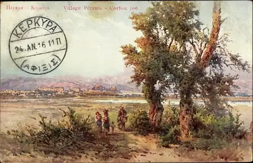 Künstler Ak Perama Korfu Griechenland, Panorama