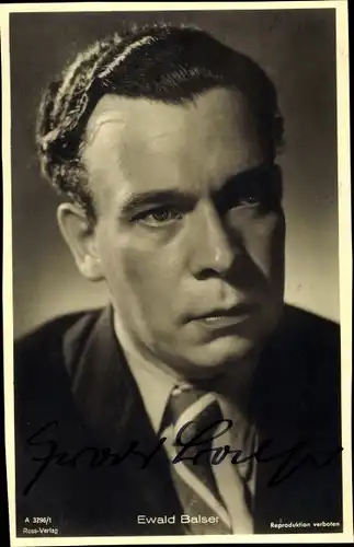Ak Schauspieler Ewald Balser, Portrait, Autogramm