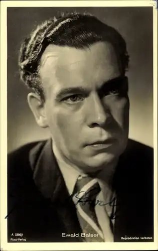 Ak Schauspieler Ewald Balser, Portrait, Autogramm