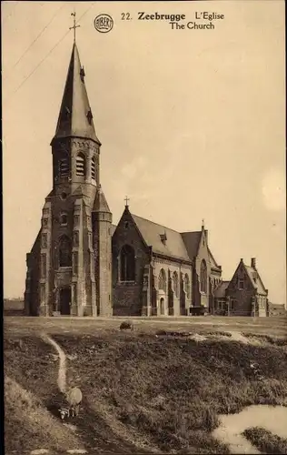 Ak Zeebrugge Westflandern, Kirche