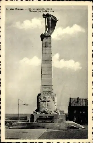 Ak Zee Brugge Westflandern Belgien, St Jorisgedenkstein