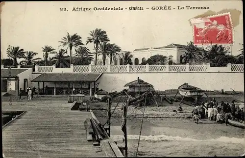 Ak Gorée Dakar Senegal, Terrasse, Strand