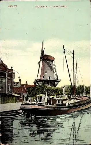Ak Delft Südholland Niederlande, Mühle Haagweg