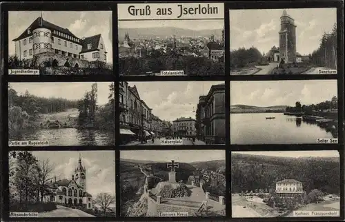 Ak Iserlohn im Märkischen Kreis, Seiler See, Alexanderhöhe, Kurhaus, Eisernes Kreuz, Jugendherberge