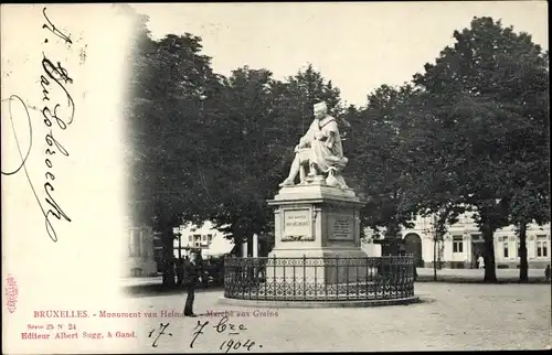 Ak Brüssel Brüssel, Van-Helmont-Denkmal, Getreidemarkt