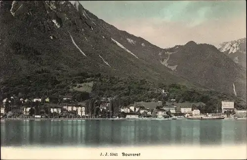 Ak Le Bouveret Kanton Wallis, See, Gebirge, Ortsansicht