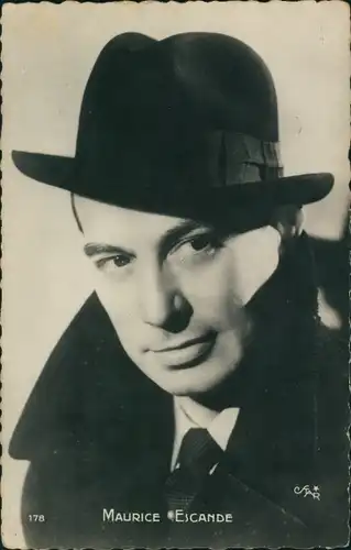 Ak Schauspieler Maurice Escande, Portrait, Hut