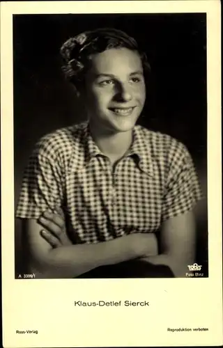Ak Schauspieler Klaus Detlef Sierck, Portrait, Ross Verlag A 3389/1