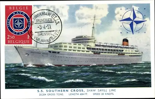 Ak Dampfer S.S. Southern Cross, Shaw Savill Line