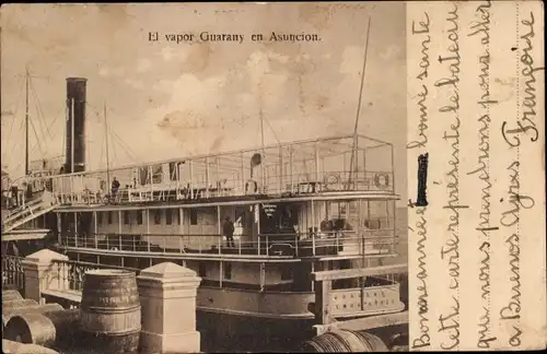 Ak Schiff im Hafen, Dampfer, Fahrgäste