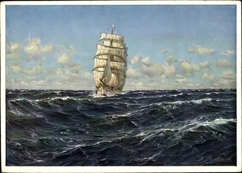 Künstler Ak v. Kalckreuth, P., Segler auf dem Atlantik, Segelschiff