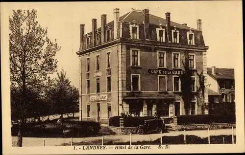 Ak Landres Meurthe et Moselle, Hotel de la Gare