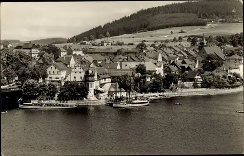 Ak Saalburg Ebersdorf in Thüringen, Am Stausee der Bleiloch Saaletalsperre, Schiffe, Boote