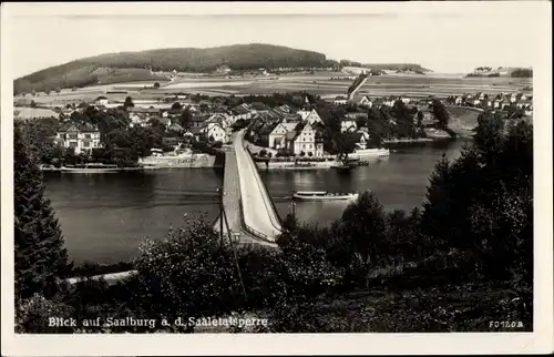 Ak Saalburg in Thüringen, Saaletalsperre, Brücke, Schiff