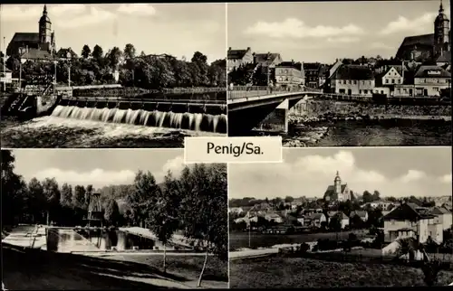 Ak Penig in Sachsen, Brücke, Wehr