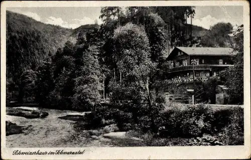 Ak Schwarzburg in Thüringen, Schweizerhaus im Schwarzatal