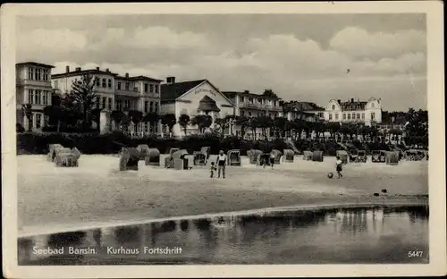 Ak Ostseebad Bansin Heringsdorf auf Usedom, Kurhaus Fortschritt, Strandkörbe