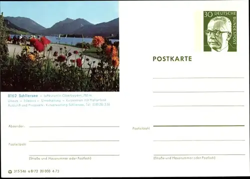 Ganzsachen Ak Schliersee in Oberbayern, See, Totalansicht