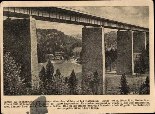 Ak Siebenlehn Großschirma in Sachsen, Reichsautobahnbrücke Muldental, Gaststätte Huthaus