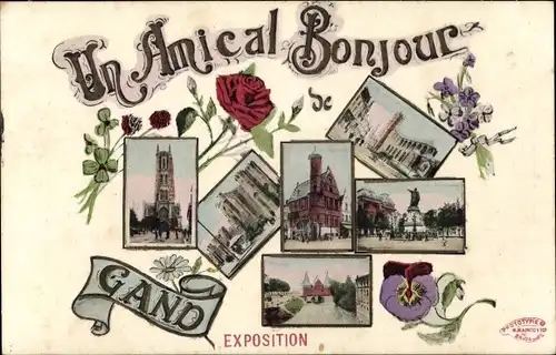 Ak Großraum Gent Ostflandern, Internationale Ausstellung 1913, Denkmal, Kirche