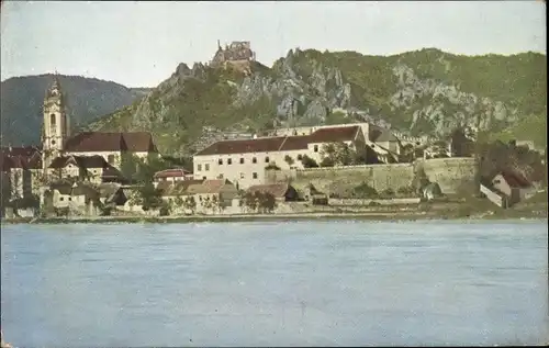 Ak Dürnstein an der Donau Wachau Niederösterreich, Teilansicht mit Burg St. Michael