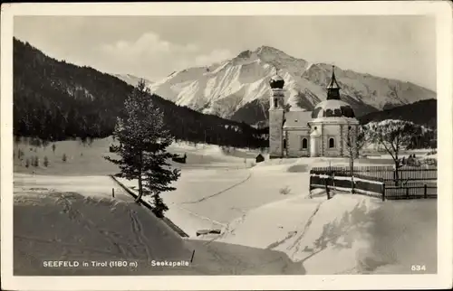 Ak Seefeld in Tirol, Seekapelle, Winter