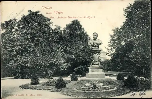 Ak Wien, Stadtpark, Zelinka-Denkmal