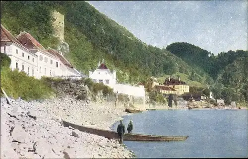 Ak Sarmingstein St. Nikola Oberösterreich, Ufer der Donau