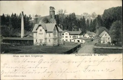 Ak Zöblitz Marienberg im Erzgebirge Sachsen, Schlossmühle
