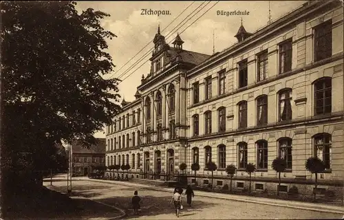 Ak Zschopau im Erzgebirge Sachsen, Bürgerschule