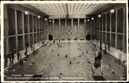 Ak Chemnitz in Sachsen, Stadtbad, Große Schwimmhalle