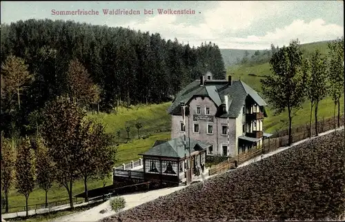 Ak Wolkenstein im Erzgebirge, Sommerfrische Villa Waldfrieden, Restaurant und Café