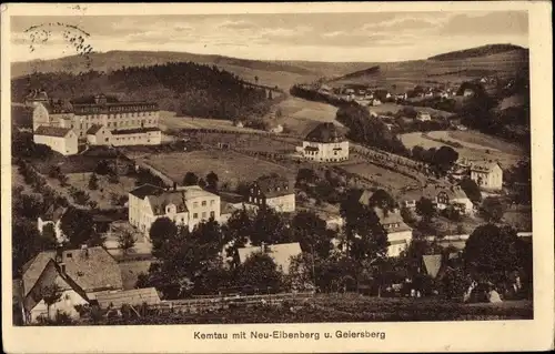 Ak Kemtau Burkhardtsdorf im Erzgebirge, Ort mit Neu Eibenberg und Geiersberg