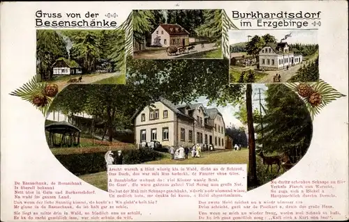 Ak Burkhardtsdorf im Erzgebirge, Gruß von der Besenschänke