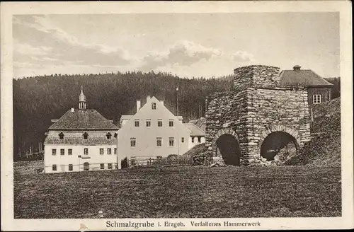 Ak Schmalzgrube Jöhstadt im Erzgebirge Sachsen, Verfallenes Hammerwerk